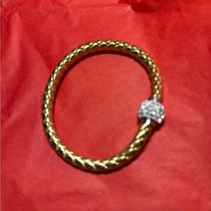 Gold Braided Bangle Bracelet with Pavé Accent